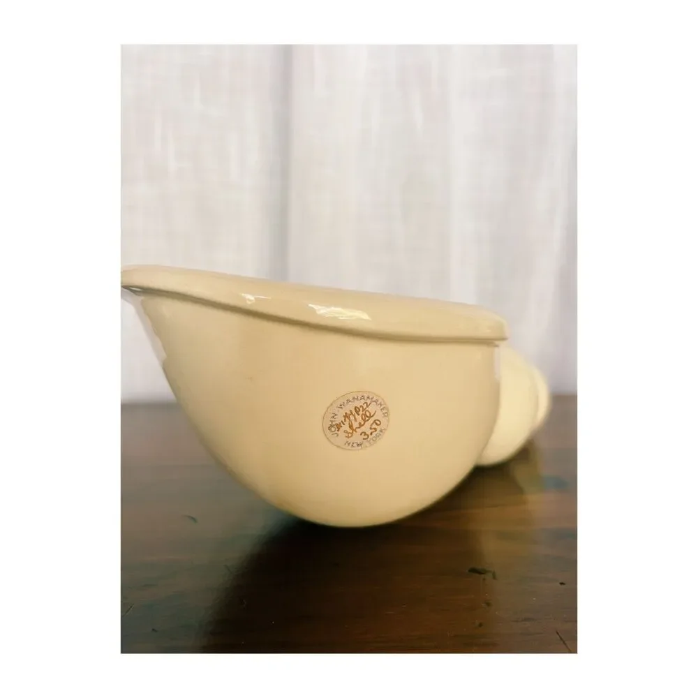 Vintage Mid Century Ceramic Conch Shell Vase Cream White Glossy Art Pottery